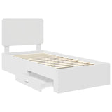 Bed Frame with Headboard White 90 x 200 cm Engineered Wood 3412828