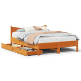 Bed Frame with Drawers Wax Brown 120x200 cm Solid Wood Pine 3301910