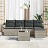 Outdoor Sofa with Cushion 6 pcs Light Grey Poly Rattan 3345332