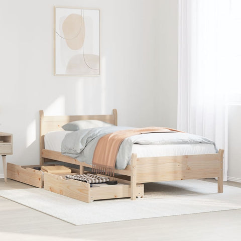 ZNTS Bed Frame without Mattress 90x200 cm Solid Wood Pine 3309779