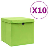 Storage Boxes with Covers 10 pcs 28x28x28 cm Green 325230
