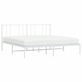 Metal Bed Frame without Mattress with Headboard White 200x200cm 352536