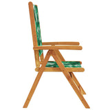 Reclining Garden Chairs 8 pcs Green Fabric and Solid Wood 3214552