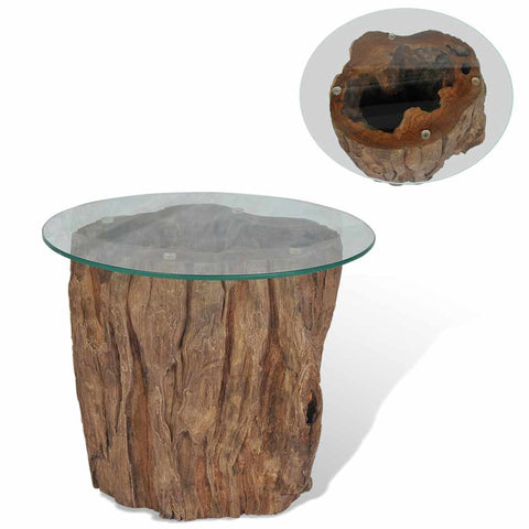 Coffee Table Teak Glass 50x40 cm 245069