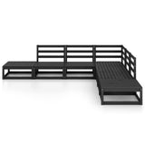 7 Piece Garden Lounge Set Black Solid Wood Pine 3075508
