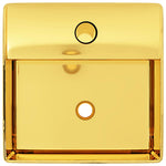Wash Basin with Faucet Hole 38x30x11.5 cm Ceramic Gold 143488