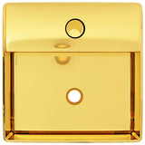 Wash Basin with Faucet Hole 38x30x11.5 cm Ceramic Gold 143488