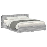 Bed Frame with Storage Grey Sonoma 200 x 200 cm Engineered Wood 3433797