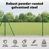 Fence Post with Concrete Base 52 pcs Green Powder-Coated Steel 3350228