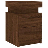 Bedside Cabinet with LED Lights Brown Oak 35x39x55 cm 836761