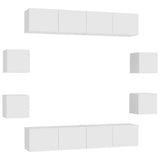 8 Piece TV Cabinet Set White Engineered Wood 3074459