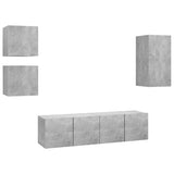 5 Piece TV Cabinet Set Concrete Grey Engineered Wood 3079115