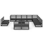 ZNTS 13 Piece Garden Lounge Set Black Solid Pinewood 3075903