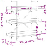 Bookcase 3-Tier Smoked Oak 100x33x108.5 cm Engineered Wood 837689
