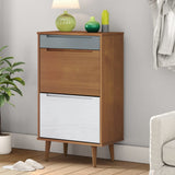 Shoe Cabinet MOLDE Brown 59,5x35x103 cm Solid Wood Pine 350525