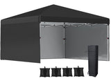 3 x 3m Metal Frame Gazebo, Pop Up Event Shelter with 2 Sidewalls, Weight Bags and Wheeled Bag, Black T3398P315467