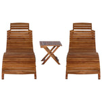 3 Piece Sunlounger with Tea Table Solid Acacia Wood 279160