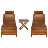 3 Piece Sunlounger with Tea Table Solid Acacia Wood 279160