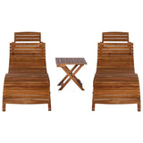 3 Piece Sunlounger with Tea Table Solid Acacia Wood 279160