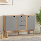 Sideboard OTTA Brown and Grey 113.5x43x73 cm Solid Wood Pine 348592