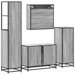 ZNTS 4 Piece Bathroom Furniture Set Grey Sonoma Engineered Wood 3301293