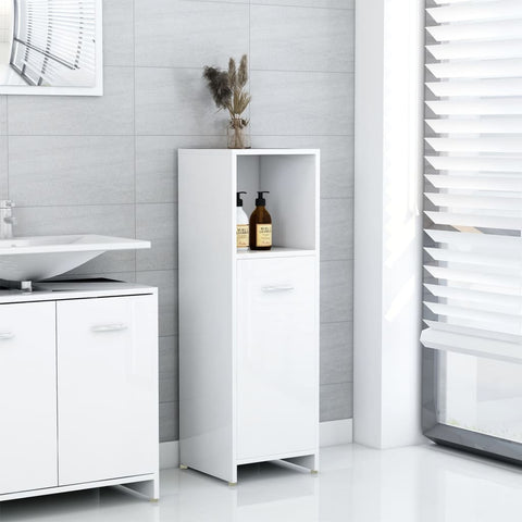 ZNTS Bathroom Cabinet High Gloss White 30x30x95 cm Engineered Wood 802594