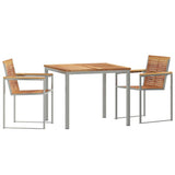 Garden Dining Set 3 pcs Solid Teak Wood and Stainless Steel 3334821