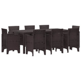 Garden Dining Set 9 pcs Brown Polypropylene 3378577