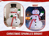 1.7M Lighted Snowman Holding Candy Cane Christmas Yard Decorations, Pre-lit Pull Up Snowman with 240 70039090