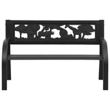 Garden Bench Black Steel Children's size Decorative Inlays 317773