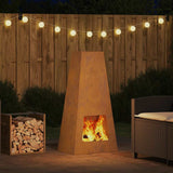 Fire Pit Brown 50 x 35 x 100 cm Weathering Steel 859005