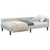 Corner Bed Frame Light Grey 90 cm x 200 cm Velvet 42016154