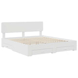 Bed Frame with Headboard White 200 x 200 cm Engineered Wood 3412332