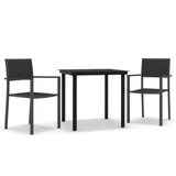 Garden Dining Set Black Powder-Coated Steel Standard Durable 3099263