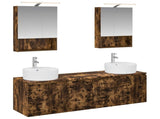Bathroom Cabinet Set 5 pcs Smoked Oak Engineered Wood 3406443