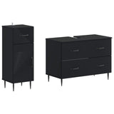 2 Piece Bathroom Cabinet Set HAARLEM Black Engineered Wood 3417694