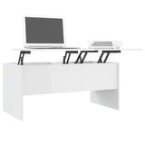 Coffee Table High Gloss White 102x50,5x46,5 cm Engineered Wood 809725