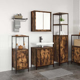 Bathroom Furniture Set with Shelf 3 pcs Smoked Oak and Black 3328396
