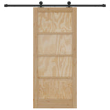 Sliding Door Natural and Black 86 x 198.5 cm Solid Pine Wood 3445465