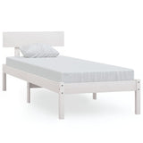 Bed Frame White Solid pinewood Single Durable Bed Frame 810113