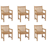 Outdoor Chair Set of 6 Brown Solid Teak Wood Standard Durable 3073002