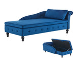 Velvet Chaise Lounge Sofa with Storage, Upholstered Chaise lounge Couch with Pillow for Living Room, N652P201198B