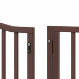 Dog Gate with Door Foldable 12 Panels Brown 960 cm Poplar Wood 3155640