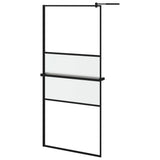 ZNTS Walk-in Shower Wall with Shelf Black 100x195 cm ESG Glass&Aluminium 3185475