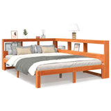 Bookcase Bed without Mattress Wax Brown 135x190 cm Solid Wood Pine 3324399