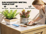 Wooden Garden Shed, Garden Tool Storage Shed with Metal Top and Shelf, Light Brown T3398P549444