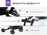 Folding Rollator Walker with Seat, Backrest, Lightweight Walking Frame with Storage Bag, Dual T3398P343246
