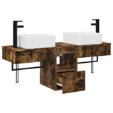 Bathroom Furniture Set 3 pcs Smoked Oak Engineered Wood 3405602