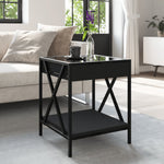 ZNTS Coffee Table with Infinity LED Black 40x40x49 cm 847692