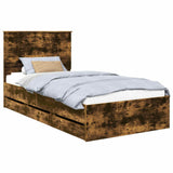 Bed Frame with Drawer Smoked Oak 100 x 200 cm Engineer Wood 3411149